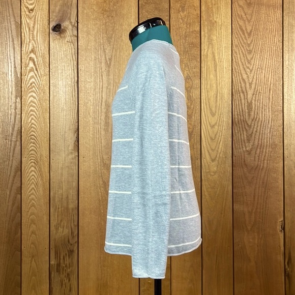 Sonoma Gray White Stripe Stretch Knit Raglan Relaxed Fit Pullover Top Women XS - Picture 8 of 15